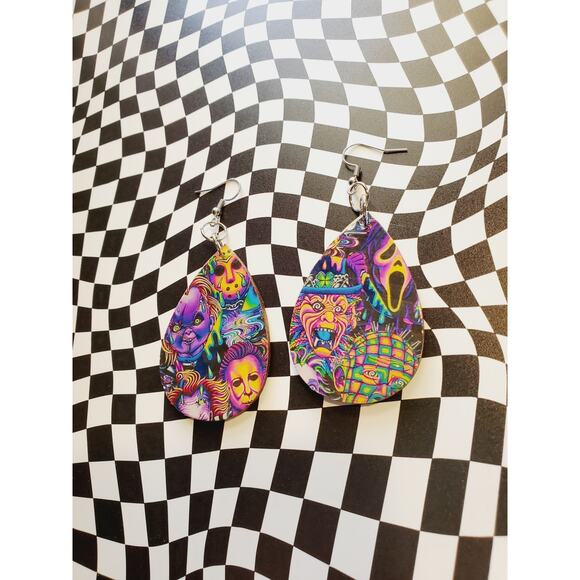 Handmade Unique Horror lover dangle large earrings. - Picture 2 of 3